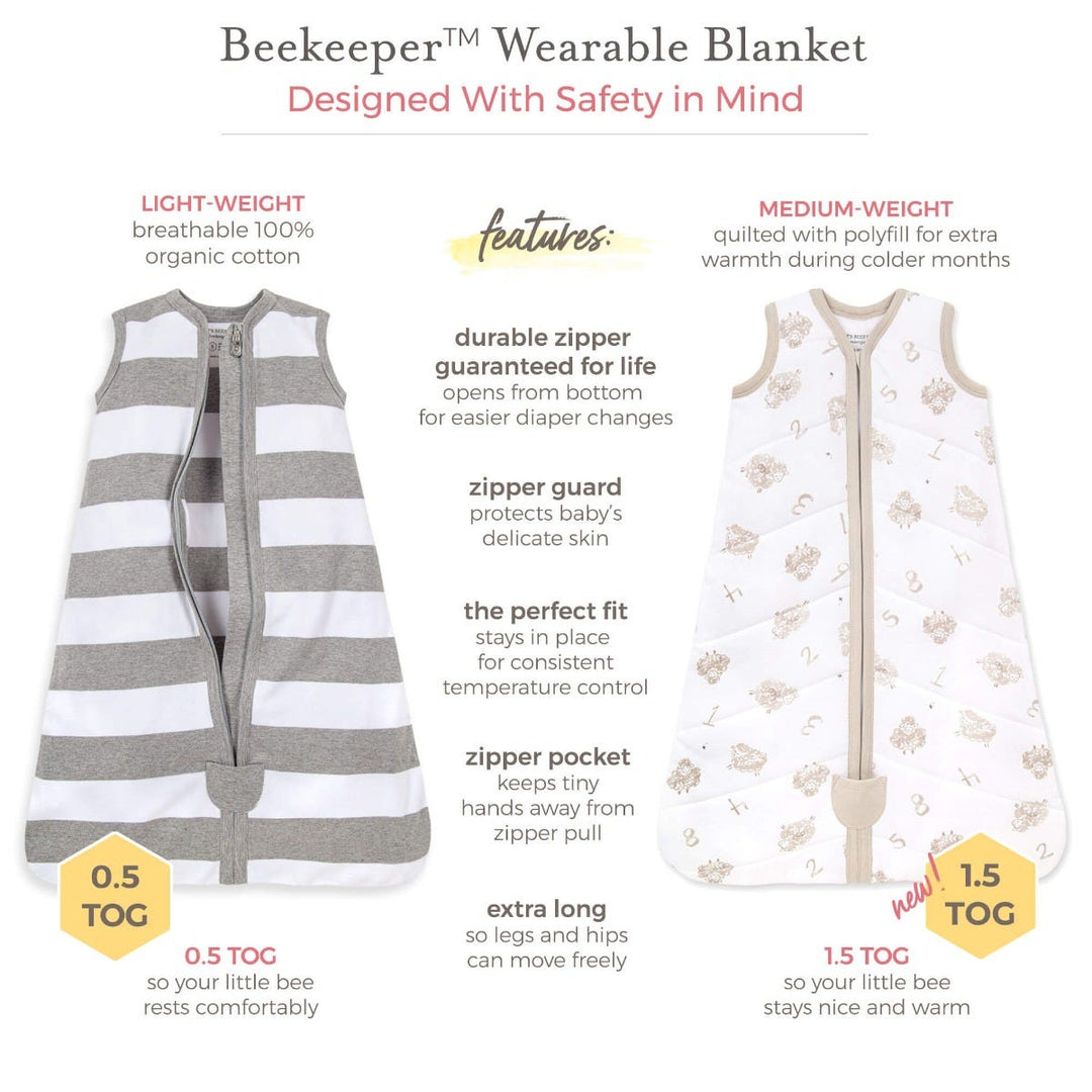 Rugby Stripe Organic Beekeeper™ Wearable Baby Blanket - Blossom