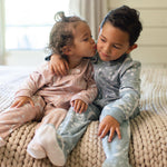 Load image into Gallery viewer, Product Image 3 of Celestial Moon polarbee™ Repreve® Fleece Pajamas - Mountain Blue