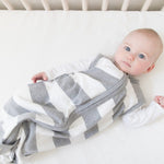 Load image into Gallery viewer, Rugby Stripe Organic Beekeeper™ Wearable Baby Blanket - Heather Grey