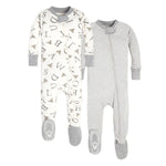 Load image into Gallery viewer, a-bee-c and heather grey stripe snug fit 2 pack pjs front