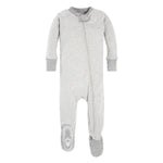 Load image into Gallery viewer, heather grey stripe fit footie pj front