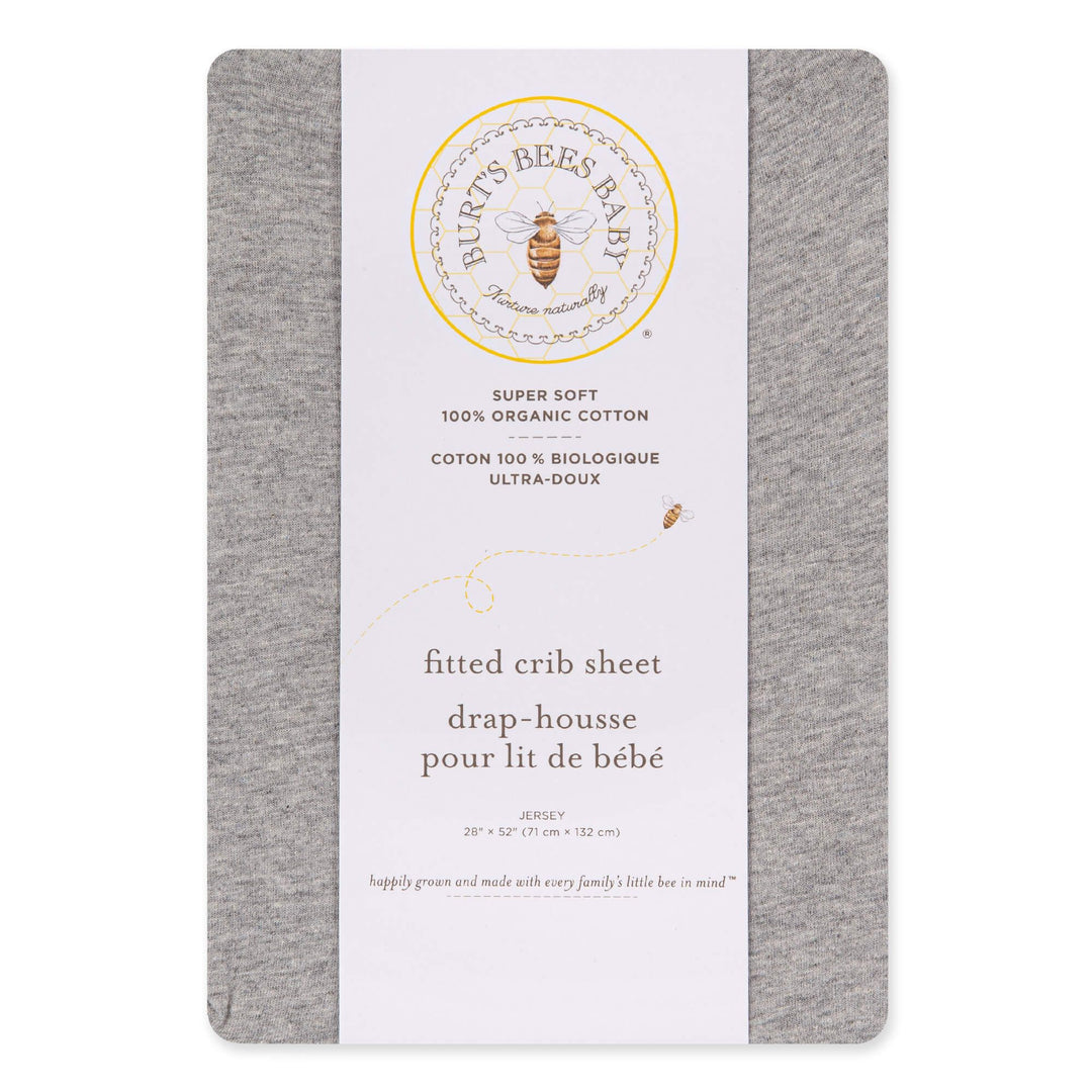Solid Organic Cotton  Fitted Crib Sheet - Heather Grey