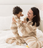 Load image into Gallery viewer, Mommy &amp; Me Rugby Stripe Organic Cotton Sleep &amp; Play - Oat
