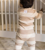 Load image into Gallery viewer, Mommy &amp; Me Rugby Stripe Organic Cotton Sleep &amp; Play - Oat
