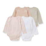 Load image into Gallery viewer, Pink Sand Solid Organic Cotton Long Sleeve Baby Bodysuit Pack of 4