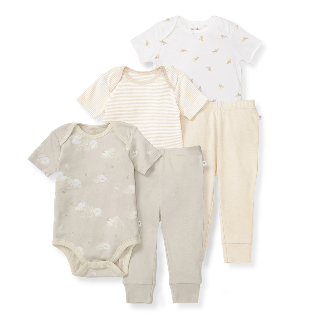 Limestone Organic Short Sleeve Bodysuit & Pant Pack of 5