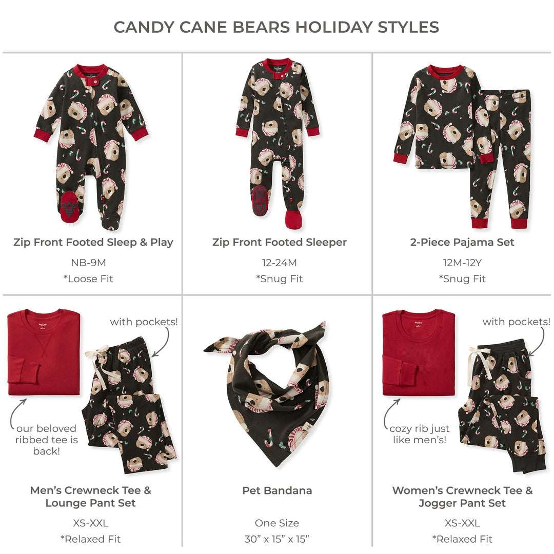 Candy Cane Bears Matching Family Pajamas Style Grid