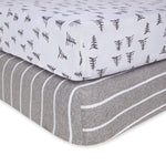 Load image into Gallery viewer, Pine Forest &amp; Stripe Fitted Crib Sheet 2 Pack
