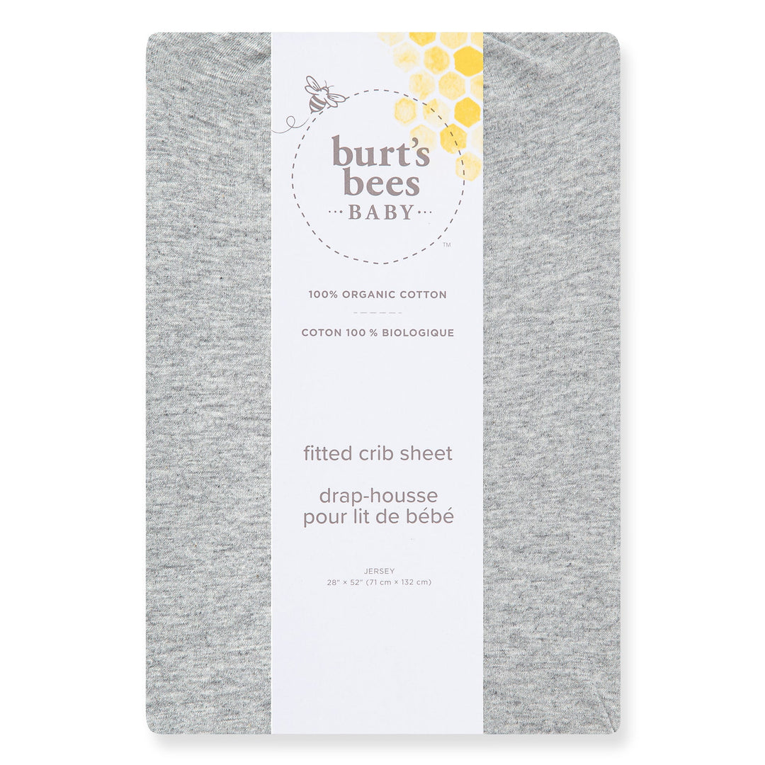 Solid Organic Cotton  Fitted Crib Sheet - Heather Grey