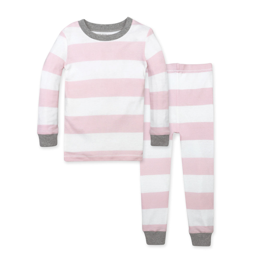 Rugby Stripe Infant Tee & Pant Set - Pink Blossom