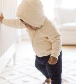 Load image into Gallery viewer, Organic Cotton Quilted Bee Baby Jacket - Oat
