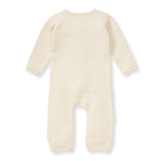 Organic Cotton Quilted Bee Wrap-Front Baby Jumpsuit - Oat