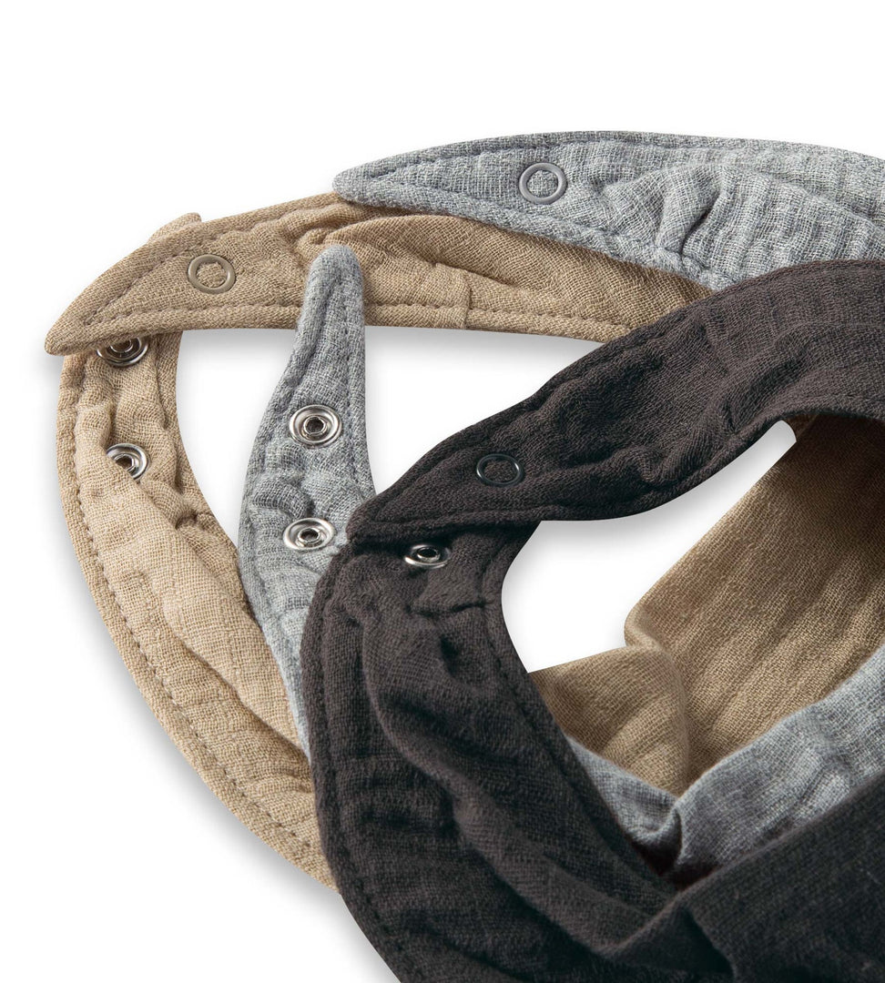 Organic Cotton Baby Bandana Bibs - Ash Back