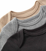 Load image into Gallery viewer, Organic Solid Short Sleeve Bodysuits - Set of 3 - Ash - 6-9 Months ALT
