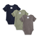 Load image into Gallery viewer, Organic Solid Short Sleeve Bodysuits - Set of 3 - Midnight - 6-9 Months Back
