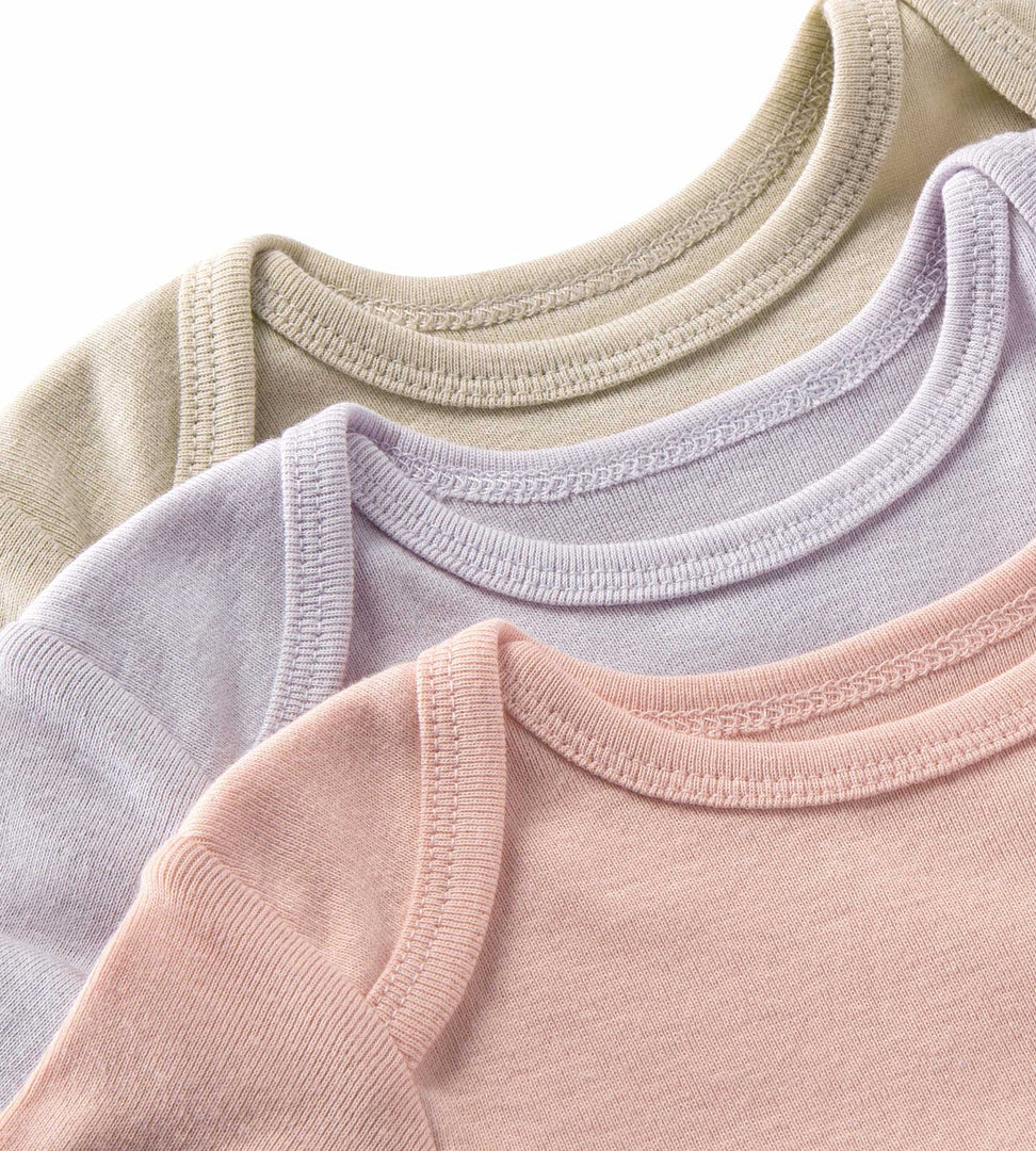Organic Solid Short Sleeve Bodysuits - Set of 3 - Pink Sand - 6-9 Months ALT