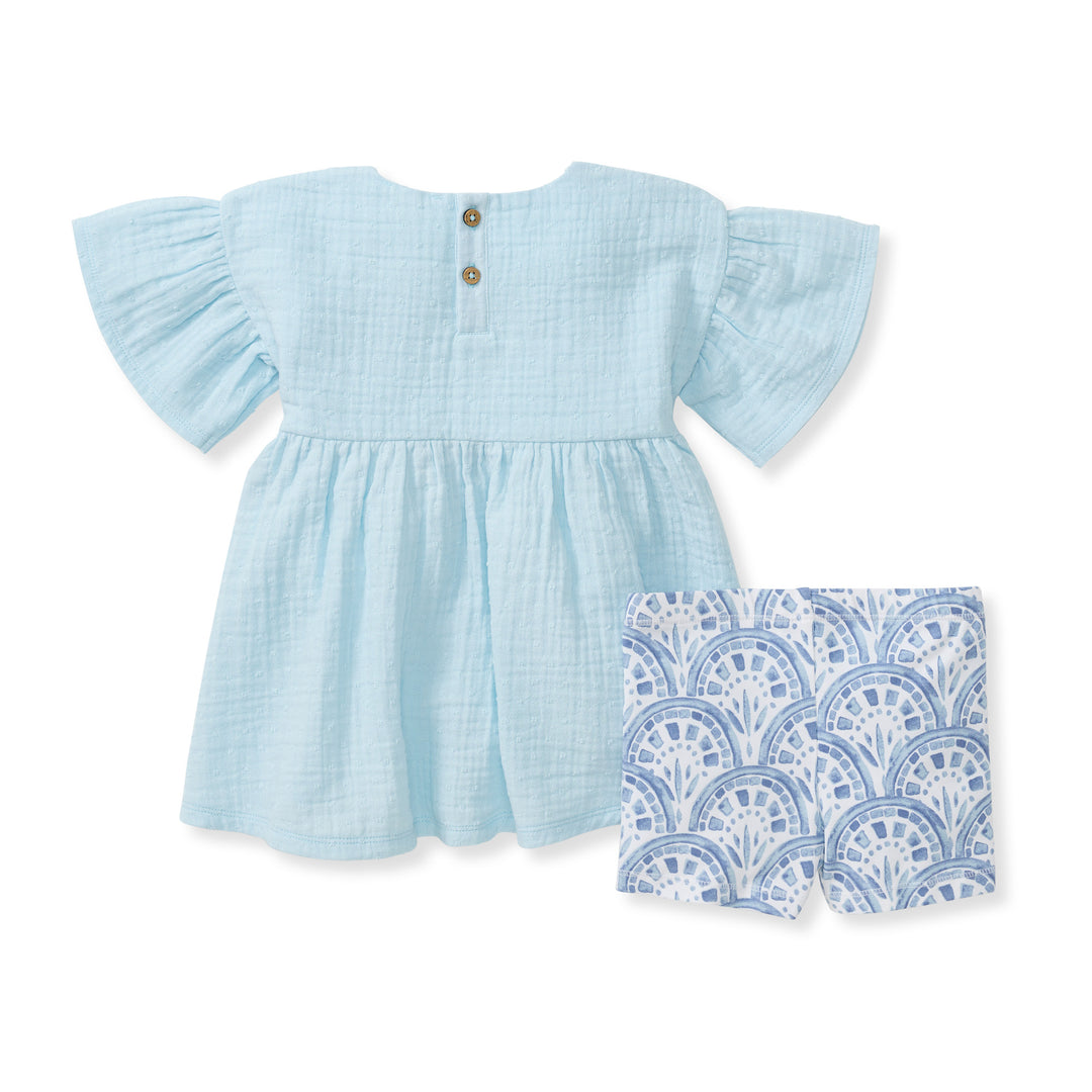 Dotted Muslin Infant Set - Blue Herizon