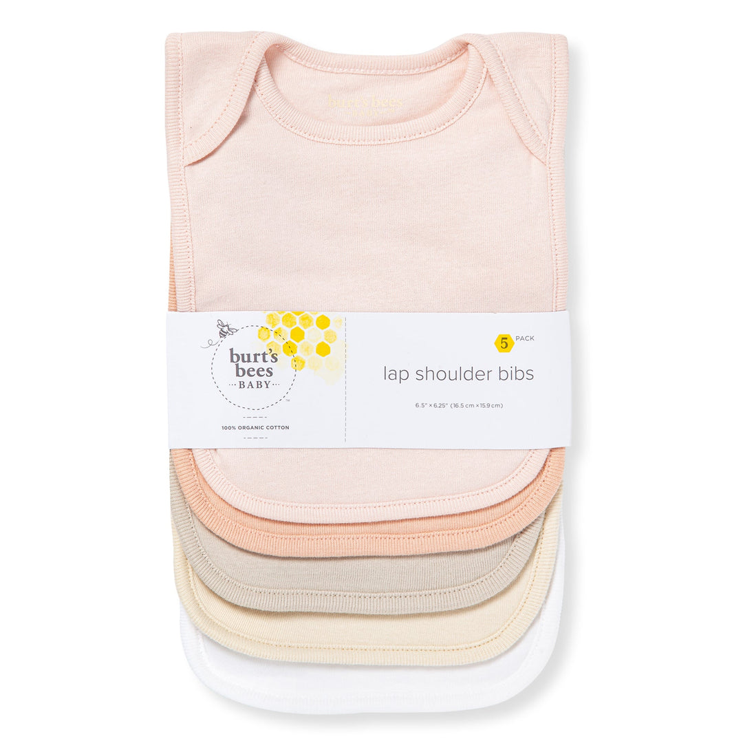 Solid Organic Cotton Baby Bibs 5 Pack - Pink Sand