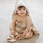 Load image into Gallery viewer, Product Image 1 of Organic Cotton Rugby Stripe Woven Terry Towel - Oat
