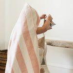Load image into Gallery viewer, Product Image 3 Organic Cotton Rugby Stripe Woven Terry Towel - Pink Sand

