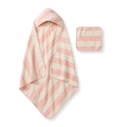 Organic Cotton Rugby Stripe Woven Terry Towel - Pink Sand