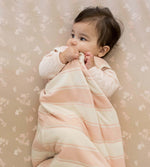 Load image into Gallery viewer, Rugby Stripe Organic Warmer Beekeeper™ Wearable Baby Blanket - Pink Sand