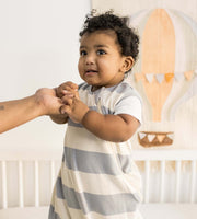 Rugby Stripe Organic Lightweight Beekeeper™ Wearable Baby Blanket - Quarry