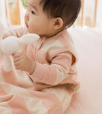 Load image into Gallery viewer, Rugby Stripe Organic Lightweight Beekeeper™ Wearable Baby Blanket - Pink Sand