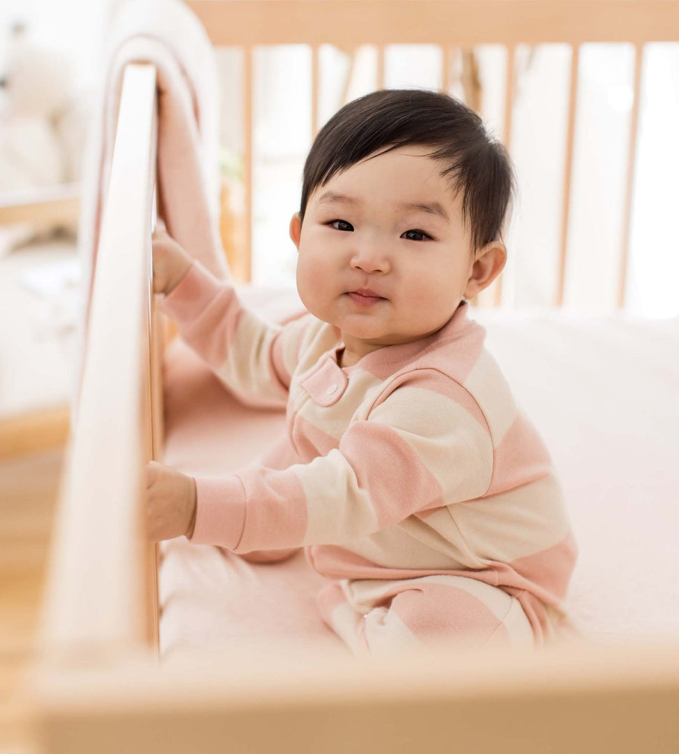 Rugby Stripe Organic Cotton Two-Piece Pajamas - Ranunculus