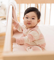 Rugby Stripe Organic Cotton Sleep & Play - Pink Sand