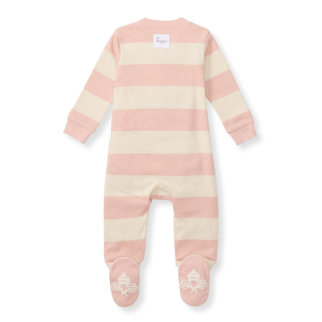 Rugby Stripe Organic Cotton Sleep & Play - Pink Sand