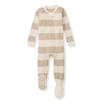 Load image into Gallery viewer, Mommy &amp; Me Rugby Stripe Organic Cotton Sleeper - Oat
