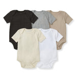 Load image into Gallery viewer, Solid Organic Cotton Short Sleeve Baby Bodysuits 5 Pack - Ash
