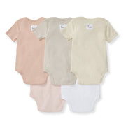 Solid Organic Cotton Short Sleeve Baby Bodysuits 5 Pack - Pink Sand