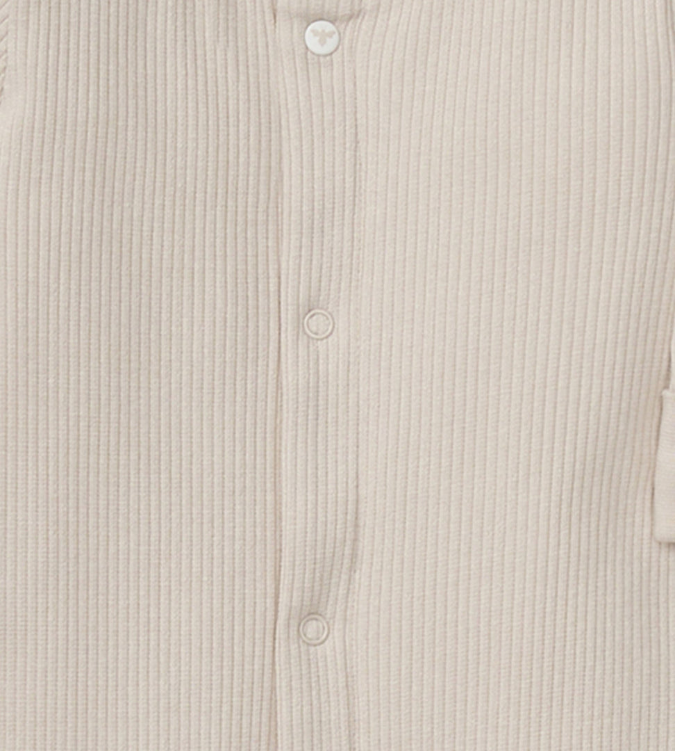 Organic Cotton Jumpsuit, Bib & Hat 3 Piece Set - Limestone