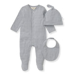 Load image into Gallery viewer, Organic Cotton Jumpsuit, Bib &amp; Hat 3 Piece Set - Quarry

