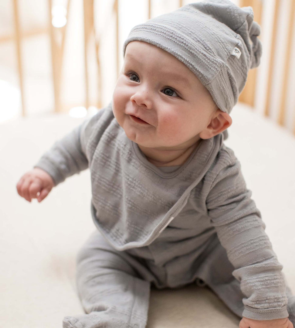 Organic Cotton Jumpsuit, Bib & Hat 3 Piece Set - Quarry