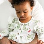 Load image into Gallery viewer, Product Image 1 of Holiday Snowflakes Baby Girl Jumpsuit
