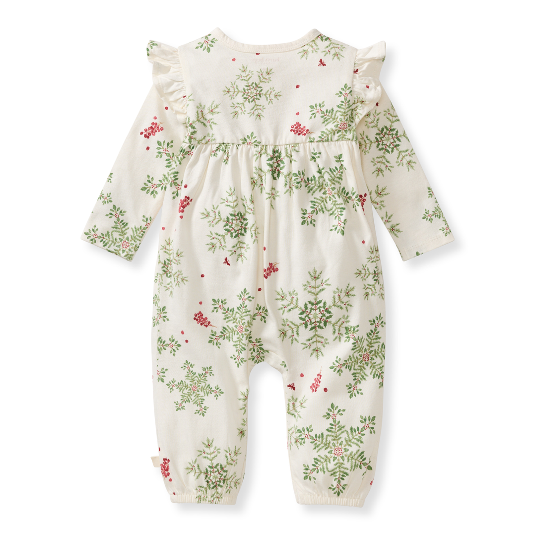 Holiday Snowflakes Baby Girl Jumpsuit Back