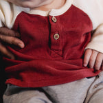 Load image into Gallery viewer, Product Image 2 of Thermal Organic Boy Tee &amp; Pants Set - Brick Red
