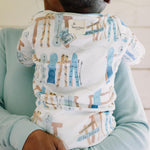 Load image into Gallery viewer, Product Image 1 of Sunrise Slopes Organic Cotton Pajamas - Mountain Blue
