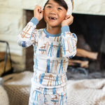Load image into Gallery viewer, Product Image 6 of Sunrise Slopes Organic Cotton Pajamas - Mountain Blue

