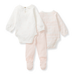 Load image into Gallery viewer, Origami Baby Girl 3-Piece Bodysuit &amp; Pants Set