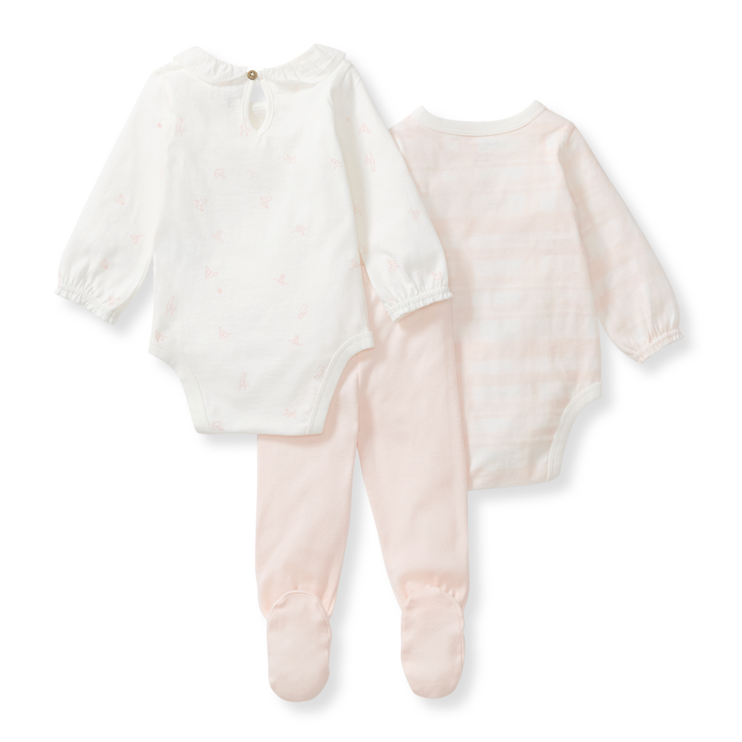 Origami Baby Girl 3-Piece Bodysuit & Pants Set