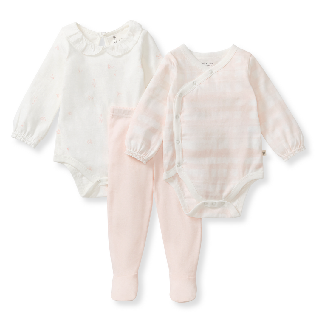 Origami Baby Girl 3-Piece Bodysuit & Pants Set