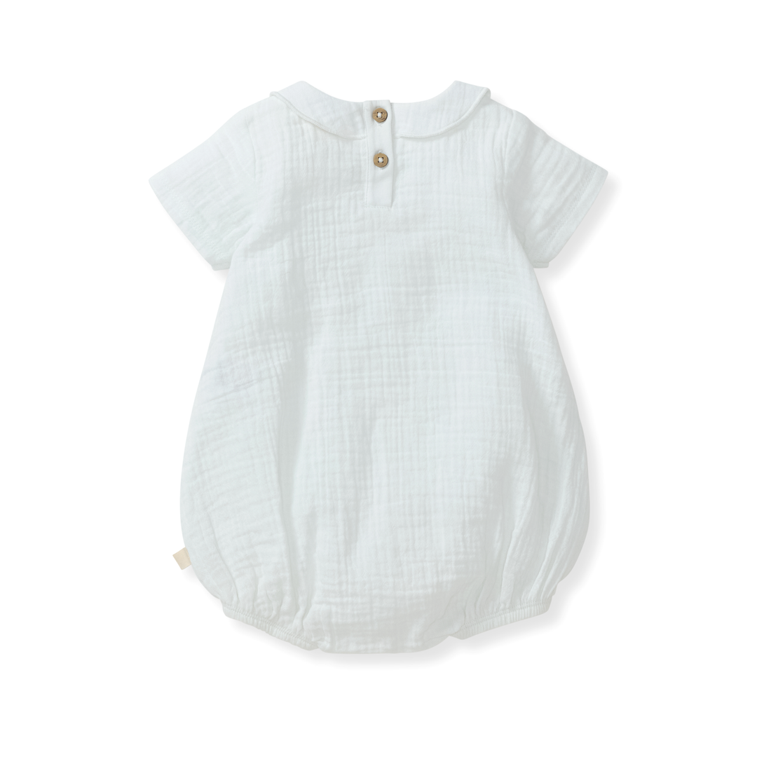 Baby Boy Muslin Collar Bubble Romper