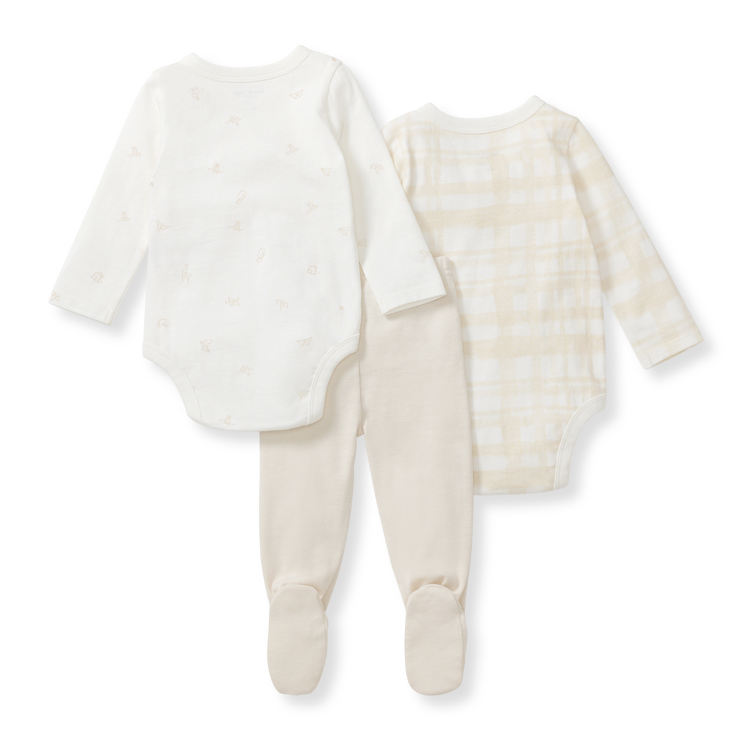 Origami Baby 3-Piece Bodysuit & Pants Set