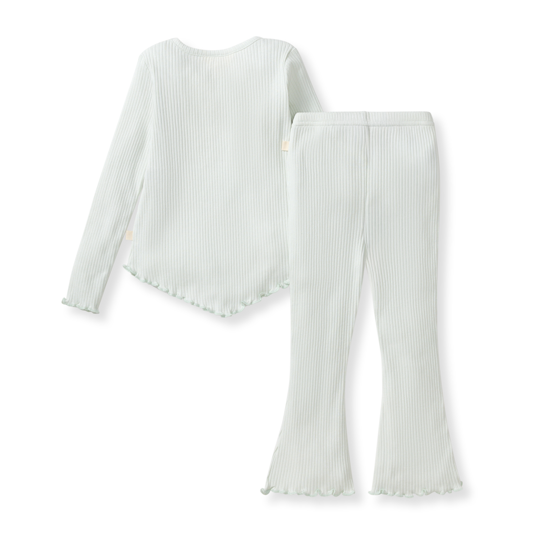 Ribbed Tee & Flare Pants Set