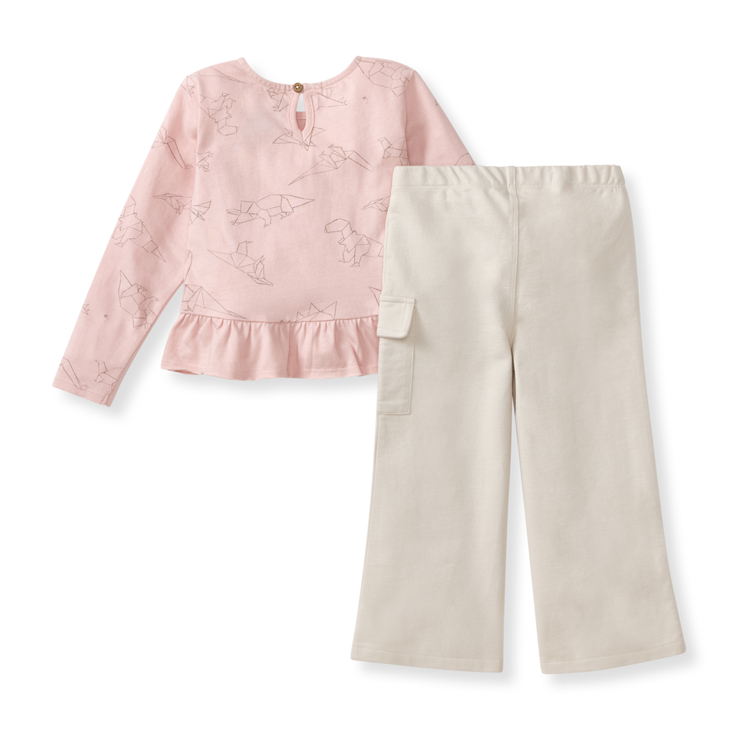 Origami Dinos Girl Tee & Pants Set