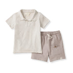 Load image into Gallery viewer, Chunky Slub Polo Shirt &amp; Shorts Set